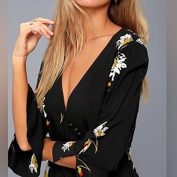 Free People- "Time On My Side" Floral Print Wrap Dress-Size Small - Picture 5 of 17